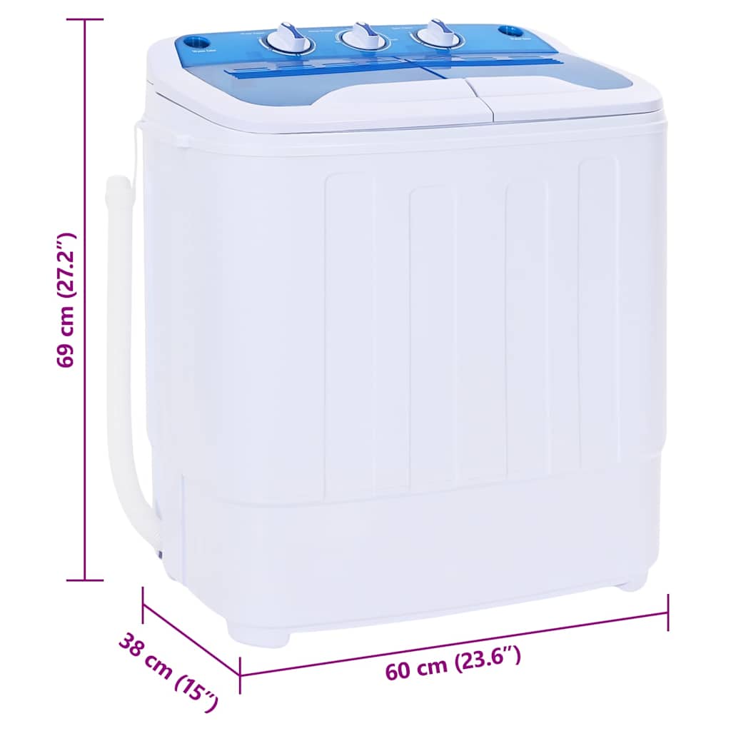 Mini wasmachine met dubbele trommel 5,6 kg