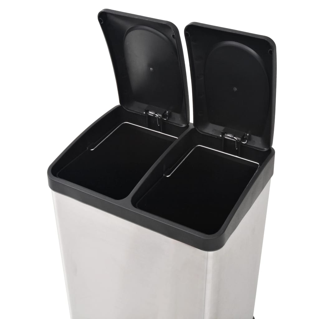 Pedaalemmer Voor Recycling 36 L Roestvrij Staal 2 x 18 l