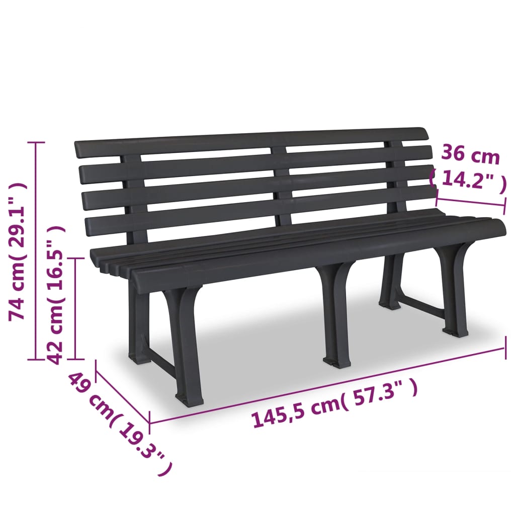Tuinbank 45,5 Cm Kunststof Antraciet