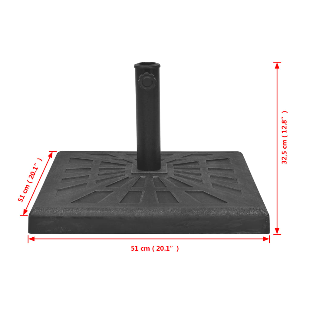 Parasolvoet Vierkant Hars Zwart 19 kg
