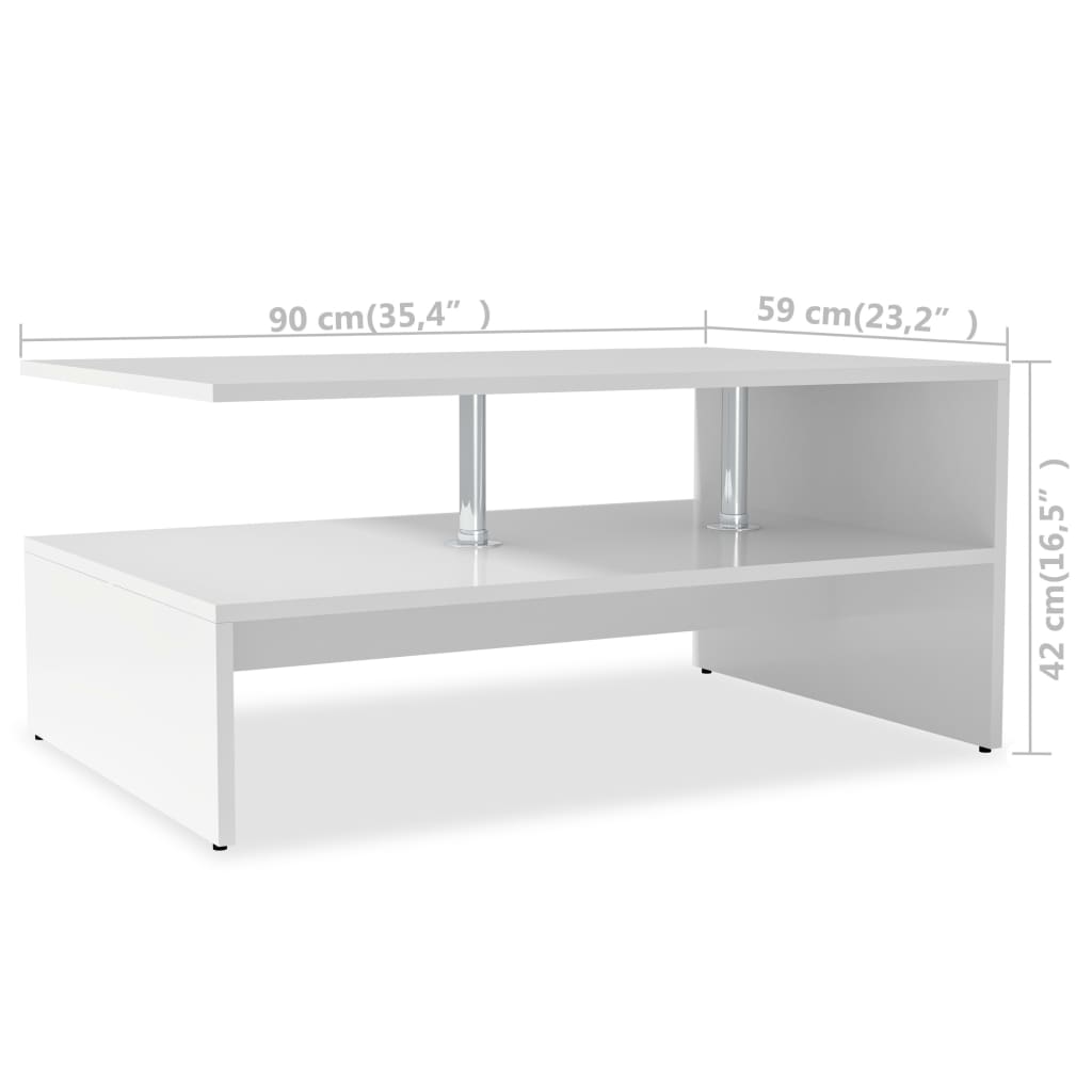 Salontafel 90X59X42 Cm Spaanplaat Wit