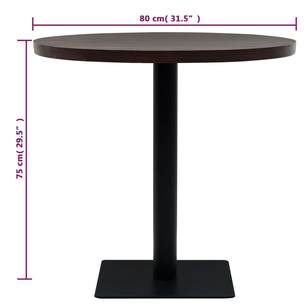 Bistrotafel Rond 80X75 Cm Mdf En Staal Kleur Ø 80 x 75 cm Donker essen