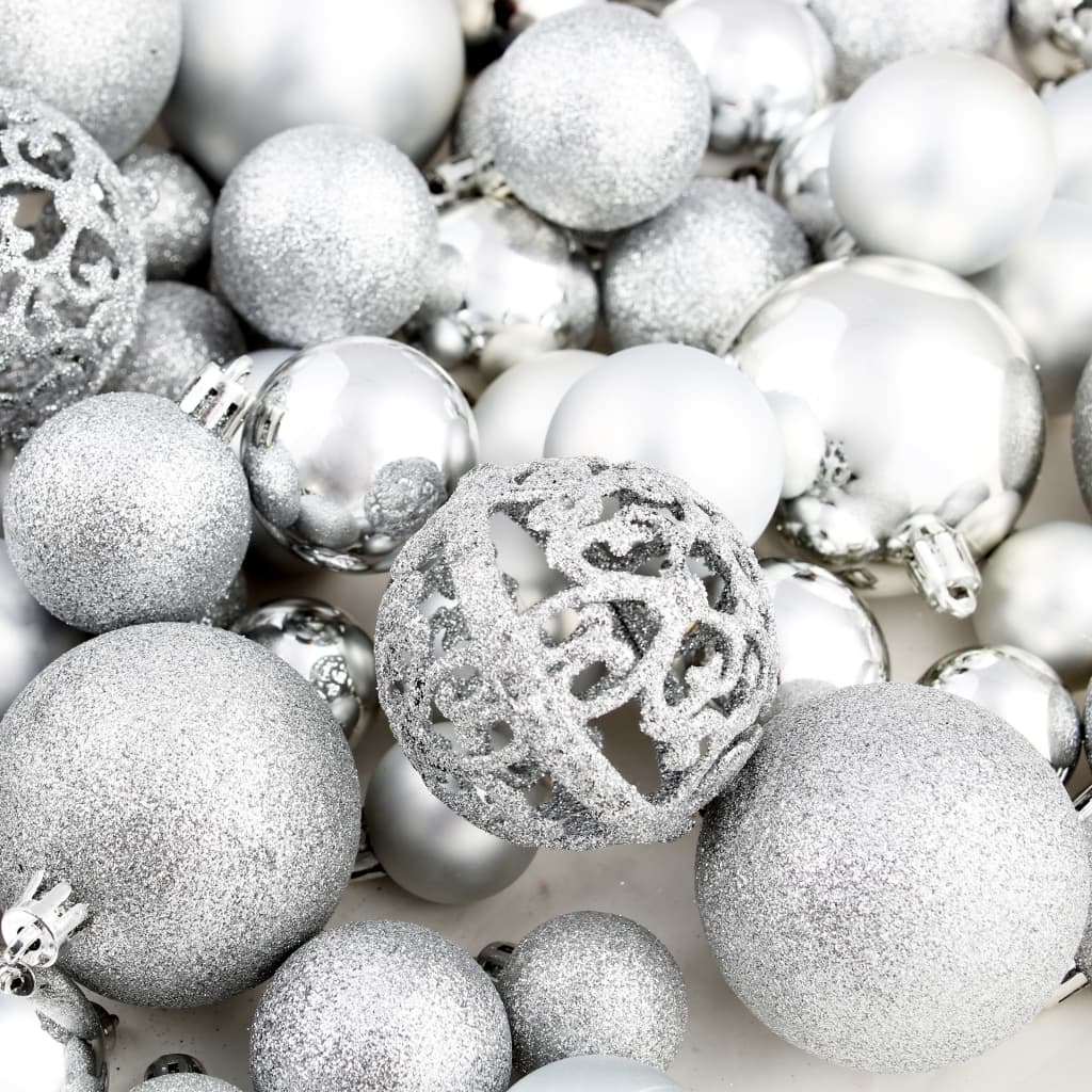 -Delige Kerstballenset 3/4/6 Cm Kleurig Zilver