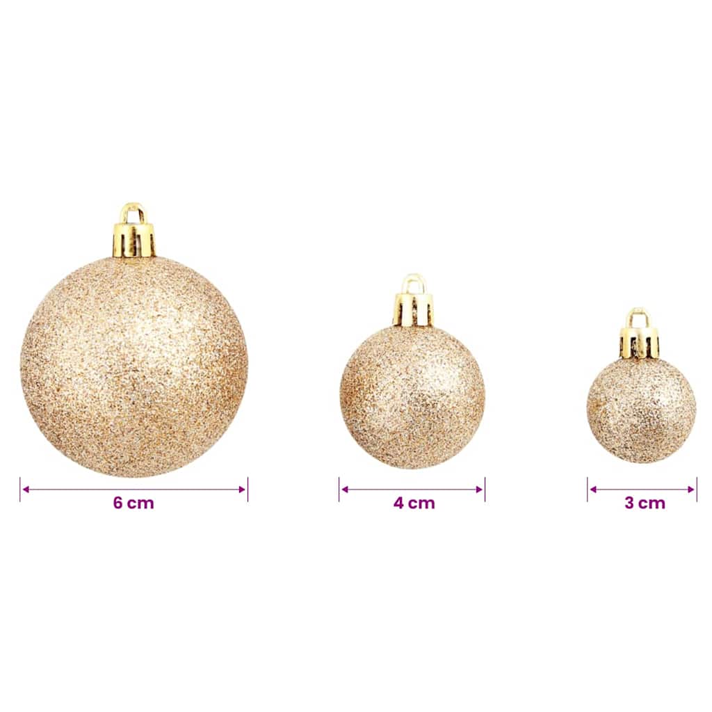 100-delige Kerstballenset 3/4/6 cm rose/goudkleurig
