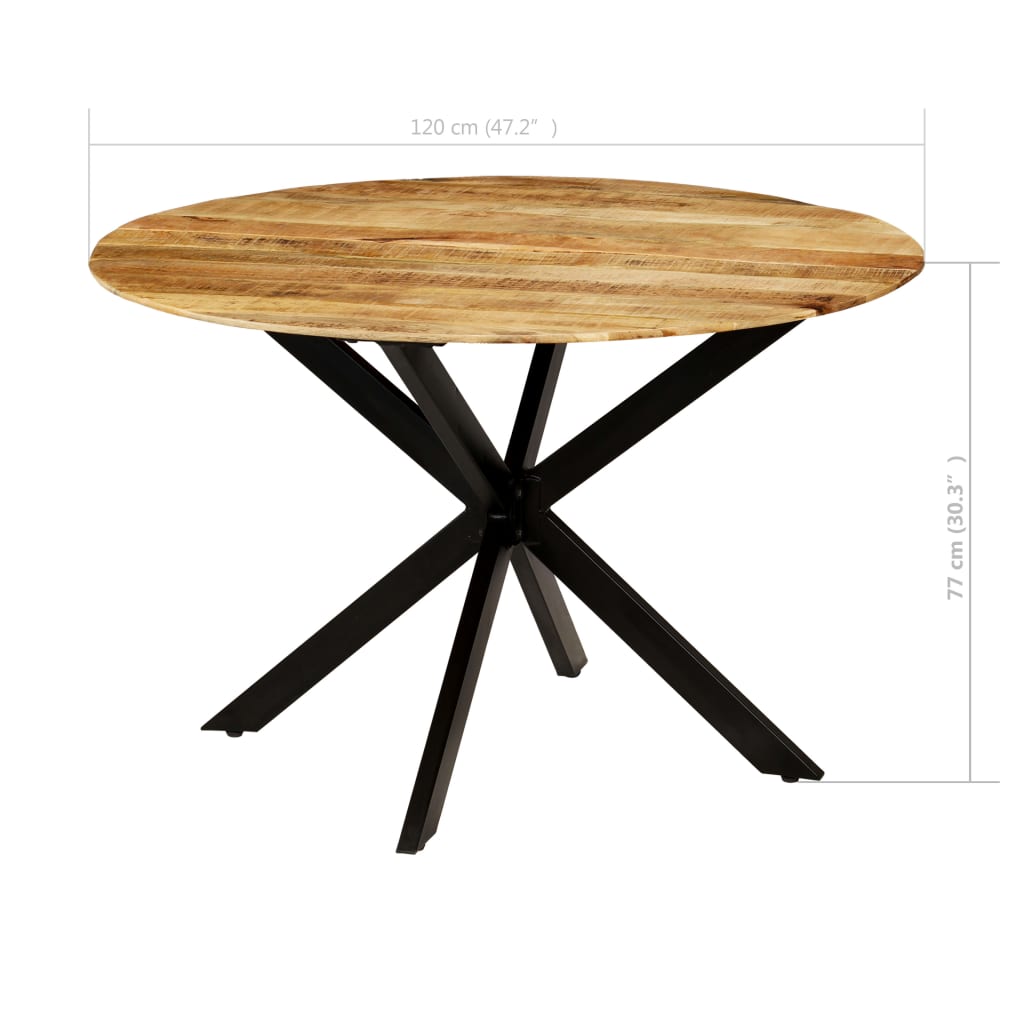 Eettafel 120X77 Cm Massief Ruw Mangohout En Staal Ø 120 x 77 cm