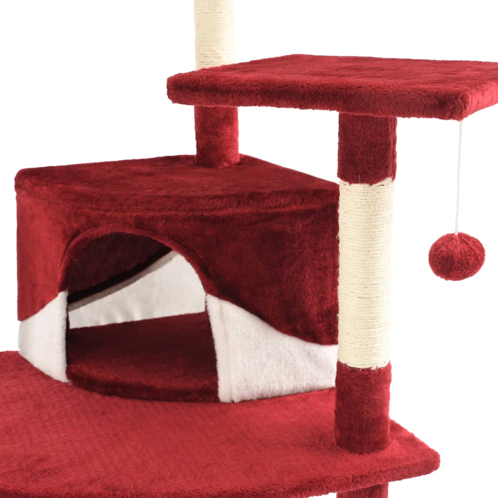 Kattenkrabpaal met sisal krabpalen 203 cm rood en wit Rood en wit