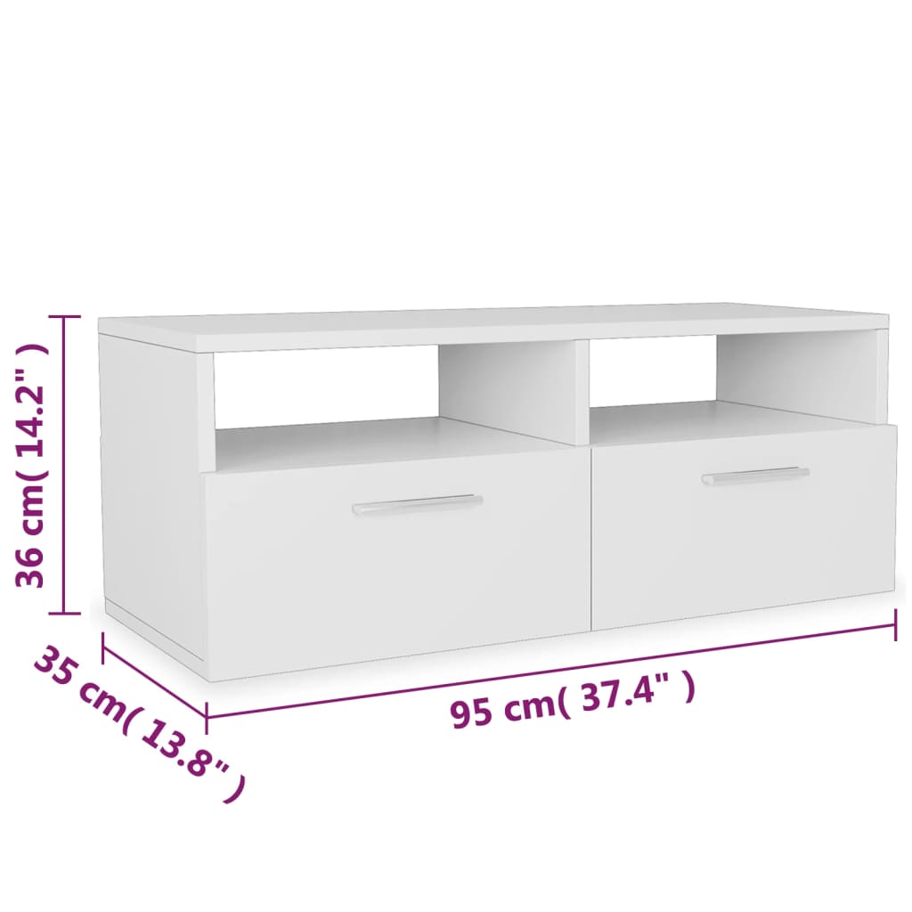 Tv-Meubel 95X35X36 Cm Spaanplaat St Wit