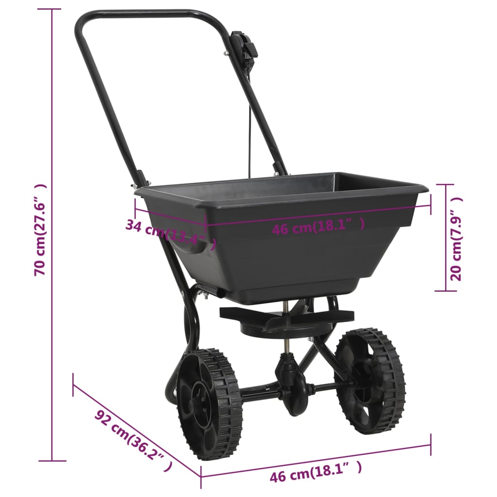 Strooiwagen Duwmodel 15 L 92X46X70 Cm Pvc En Staal
