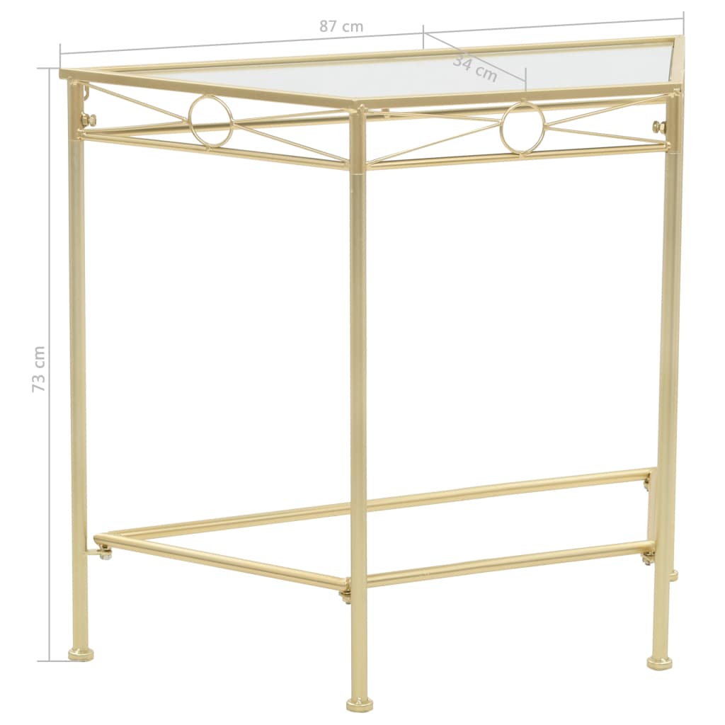Bijzettafel In Vintage Stijl 87X34X73 Cm Metaal Goud