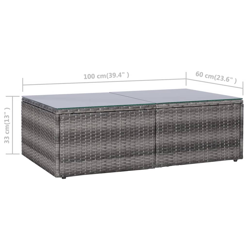 8-Delige Loungeset Met Kussens Poly Rattan Grijs 3x hoek + 4x midden + Tafel