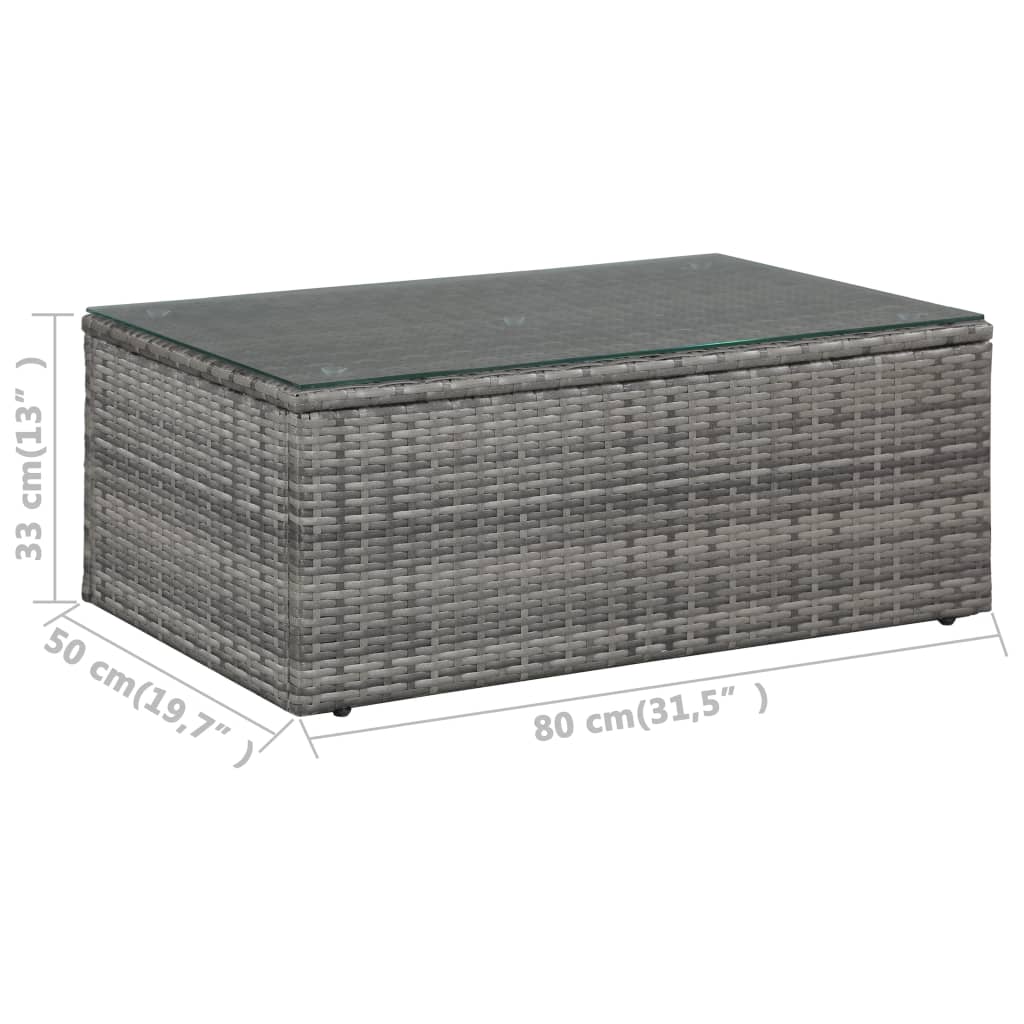 -Delige Loungeset Met Kussens Poly Rattan Grijs