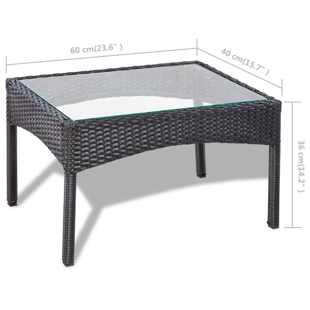 -Delige Loungeset Met Kussens Poly Rattan Zwart en wit