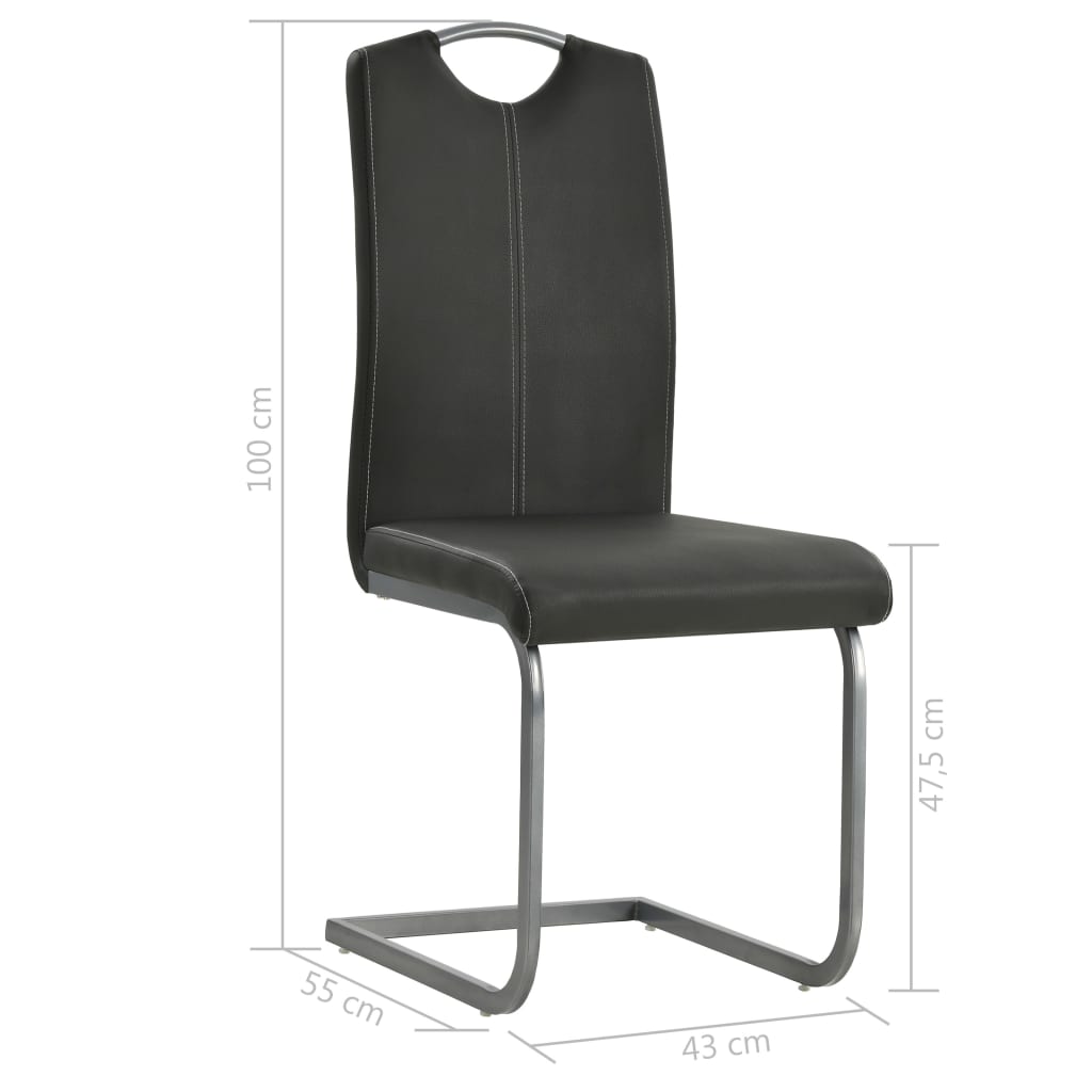 Eetkamerstoelen Kunstleer 2 Grijs