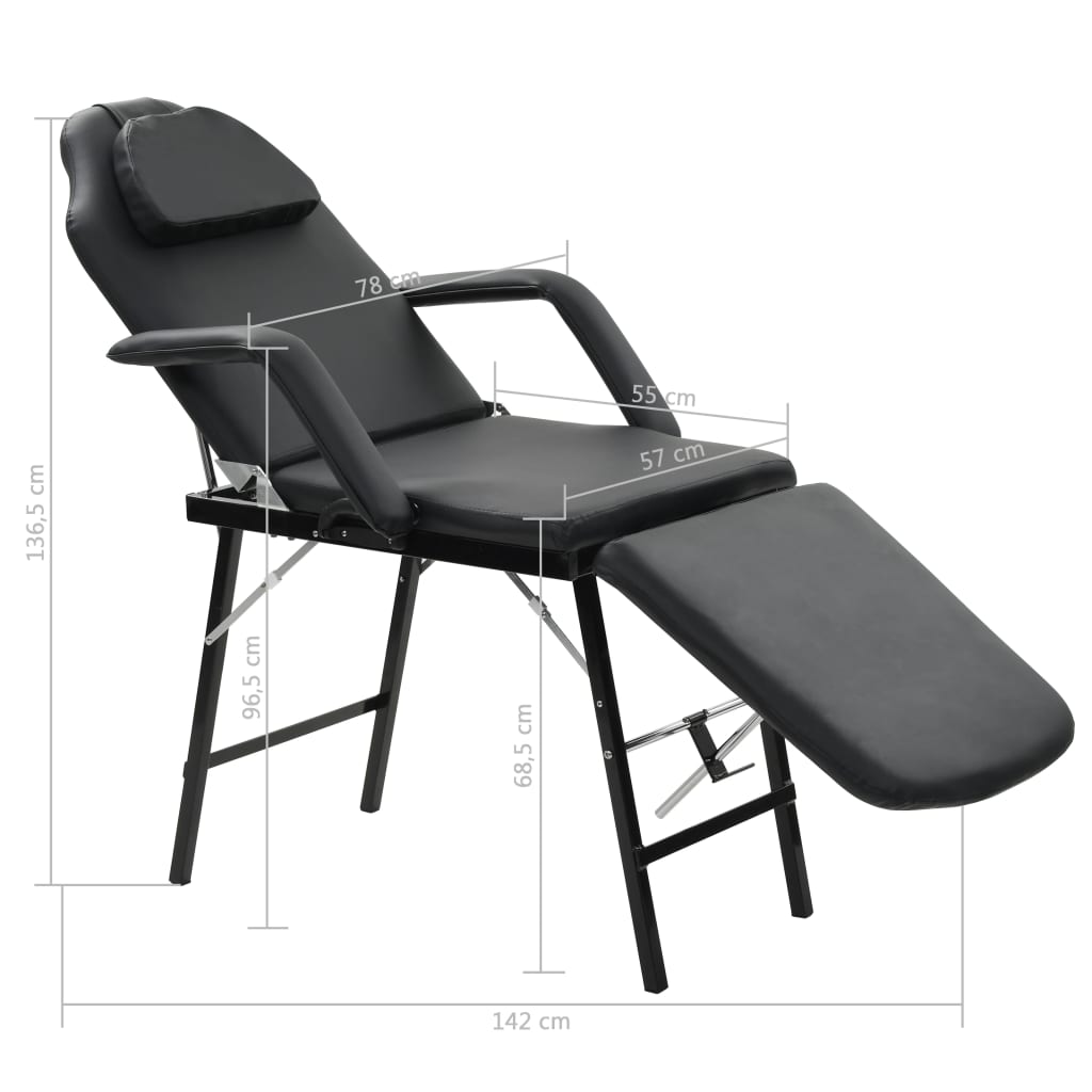 Behandelingsstoel Voor Gezicht 185X78X76 Cm Kunstleer Zwart