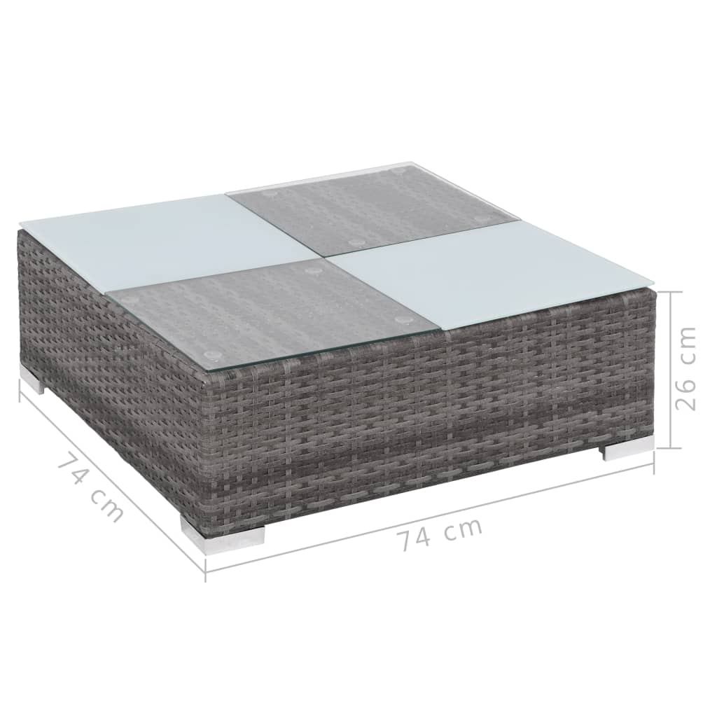 -Delige Loungeset Met Kussens Poly Rattan Grijs