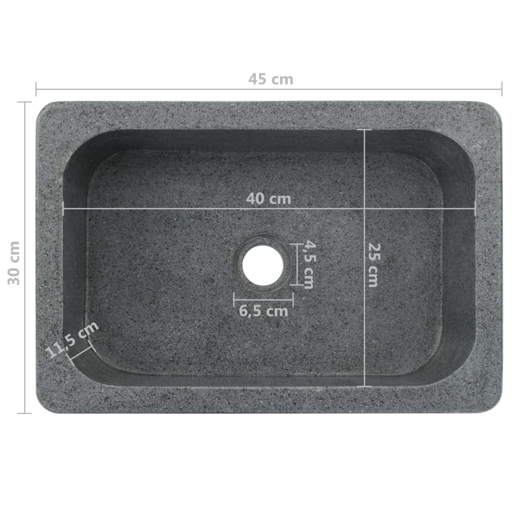 Gootsteen 45X30X15 Cm Riviersteen Zwart 45 x 30 x 15 cm