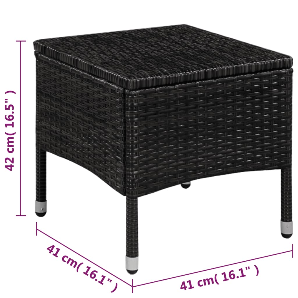 -Delige Bistroset Poly Rattan Zwart