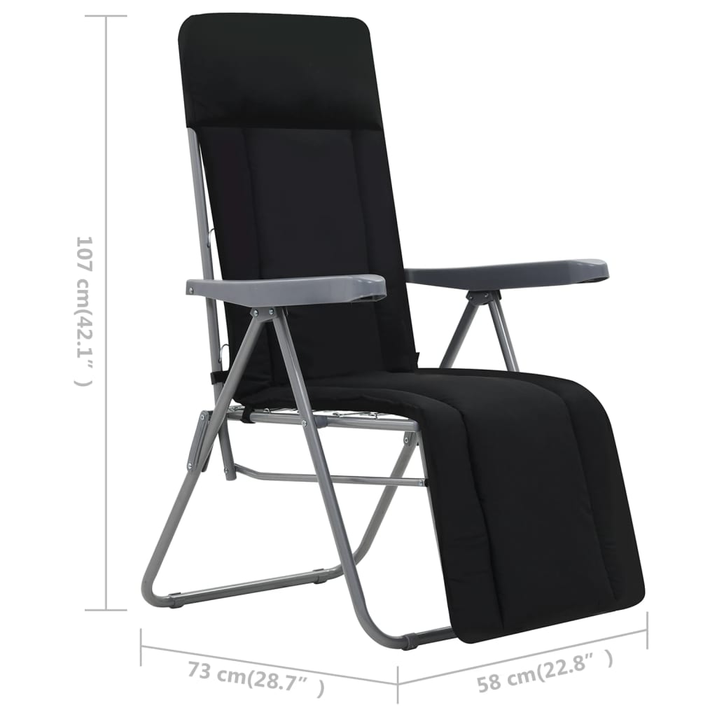 Tuinstoelen Met Kussen Inklapbaar Zwart