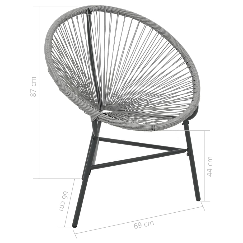 Tuinmaanstoel Poly Rattan Grijs