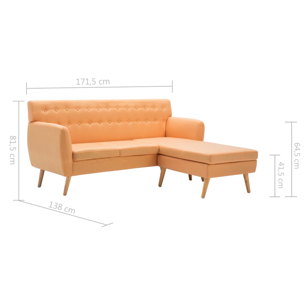 Bank L-Vormig 171,5X138X81,5 Cm Stof Oranje orange
