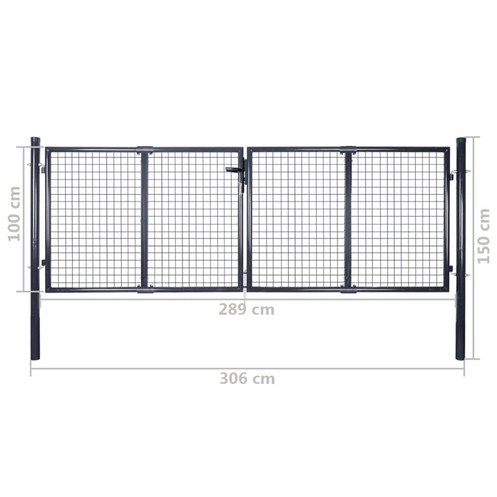 Gaaspoort 289X100 Cm Gegalvaniseerd Staal Grijs