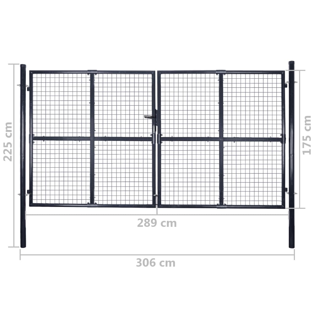 Gaaspoort 289x175 cm gegalvaniseerd staal grijs 175 cm