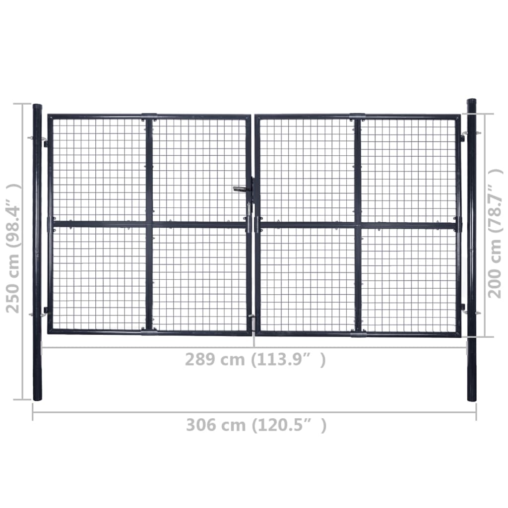 Gaaspoort 289x200 cm gegalvaniseerd staal grijs 200 cm
