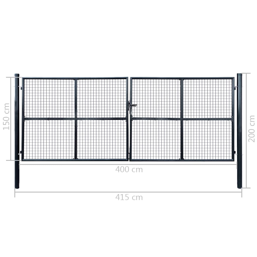 Gaaspoort 400X150 Cm Gegalvaniseerd Staal Grijs 400 x 150 cm
