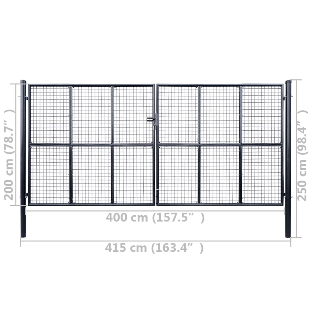 Gaaspoort 400X200 Cm Gegalvaniseerd Staal Grijs 400 x 200 cm