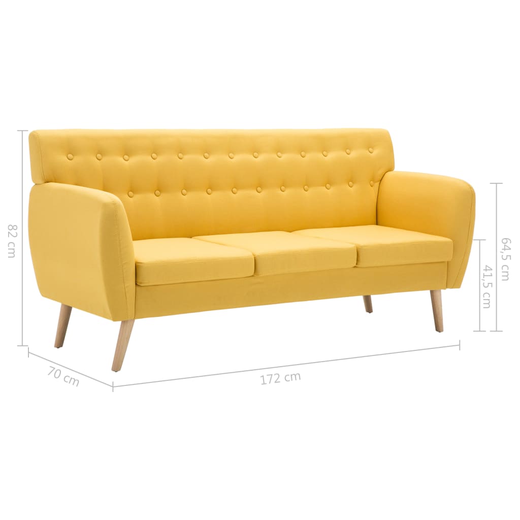 Driezitsbank 172X70X82 Cm Stof Geel