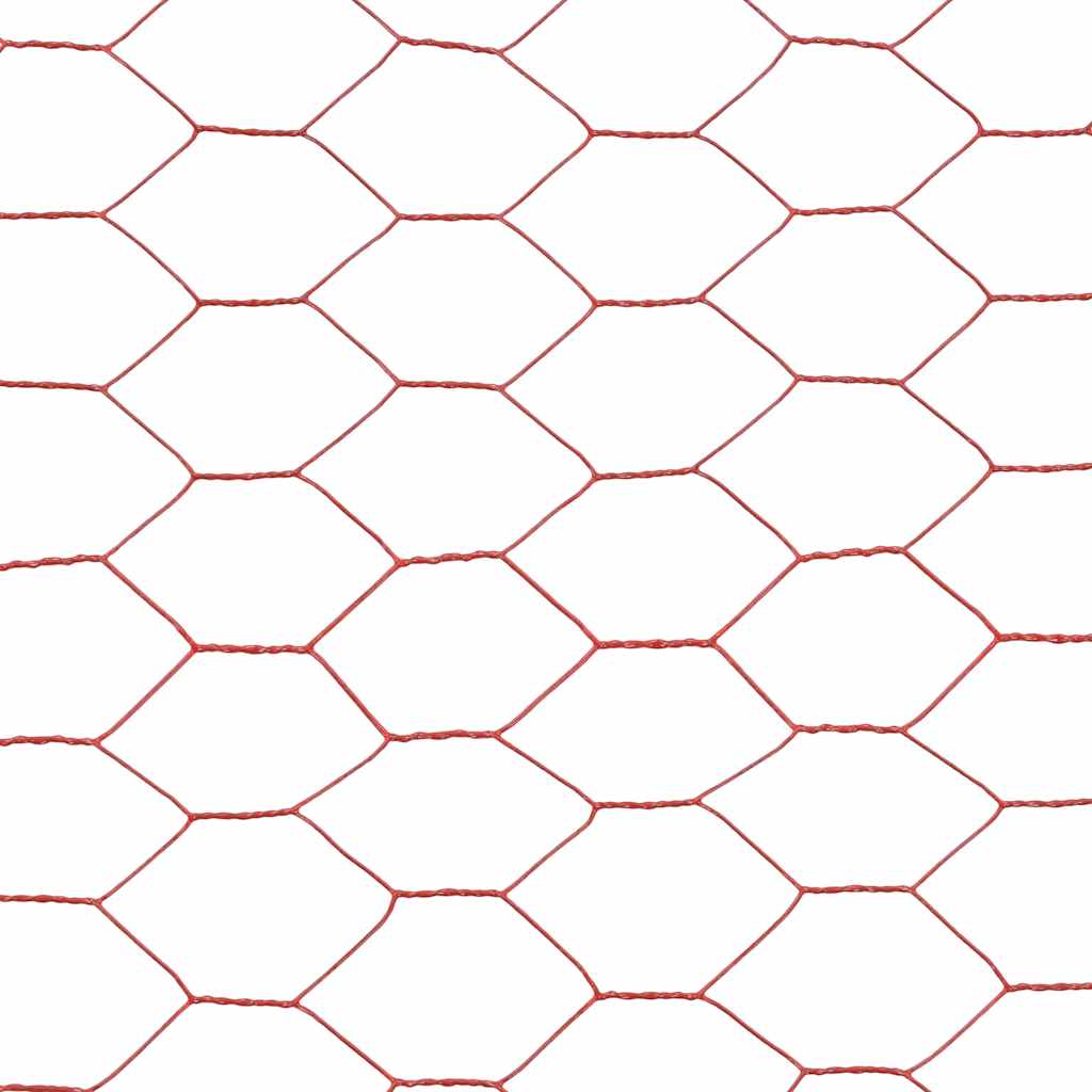 Kippengaas 25x1,2 m staal met PVC coating rood