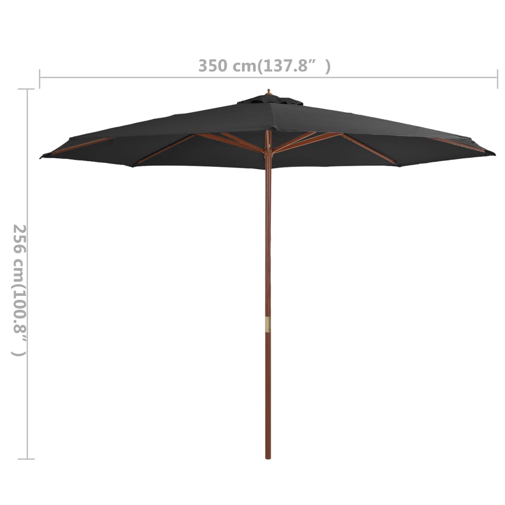 Parasol Met Houten Paal 350 Cm Antraciet