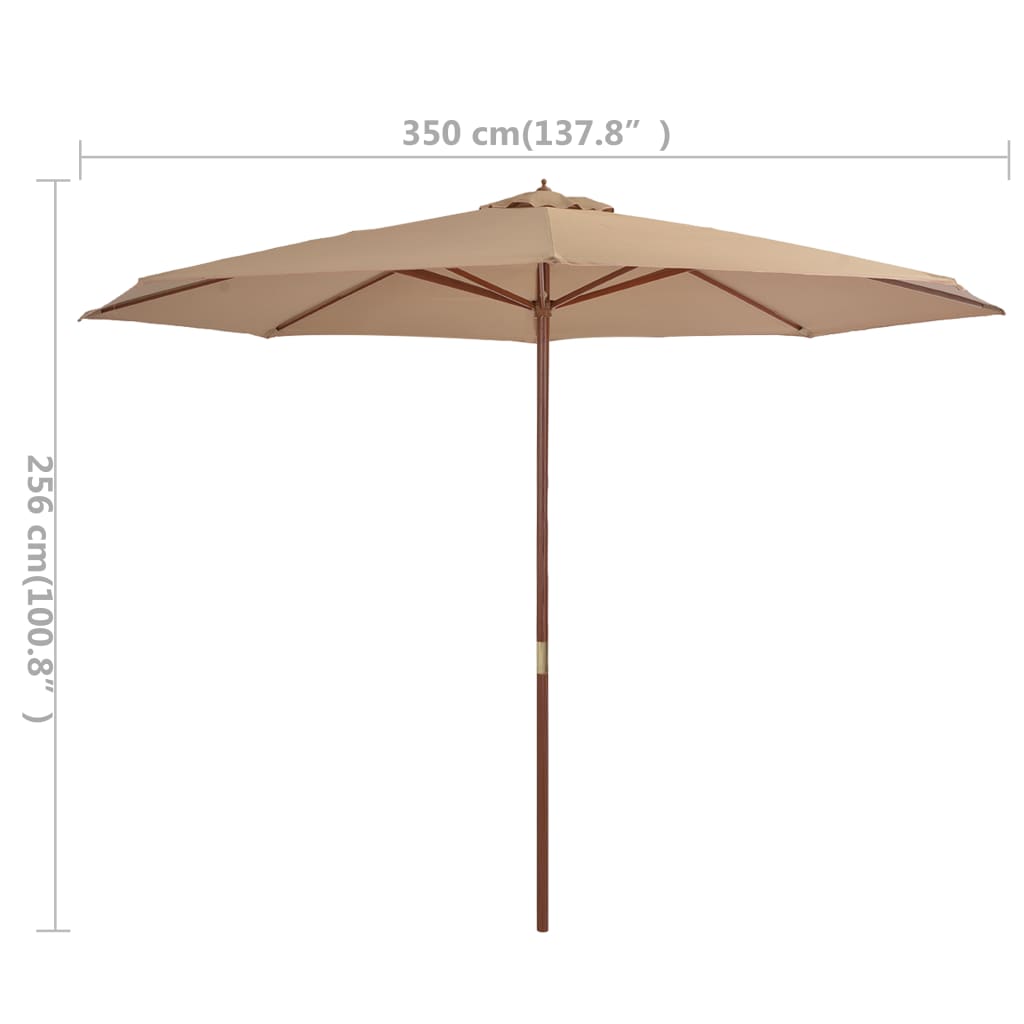 Parasol Met Houten Paal 350 Cm Taupe