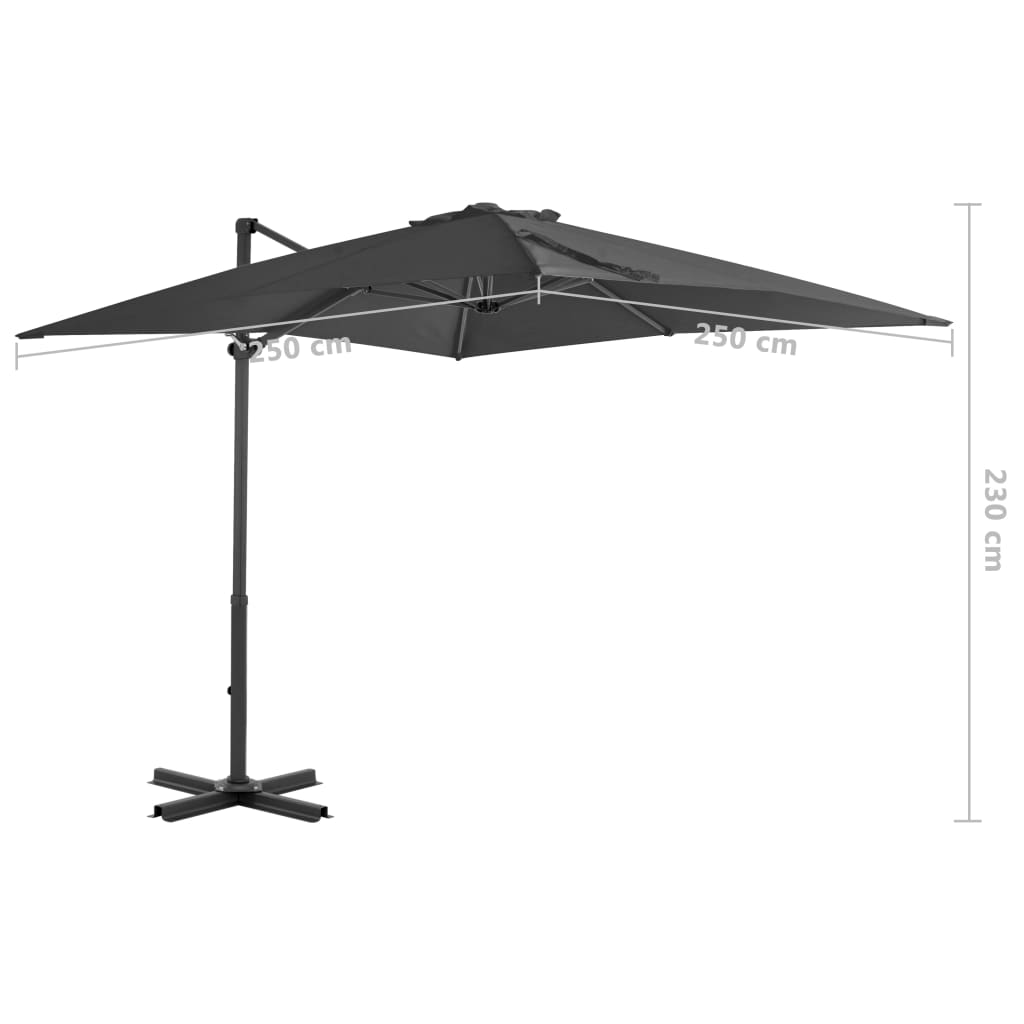 Zweefparasol Met Aluminium Paal 250 x 250 cm Antraciet
