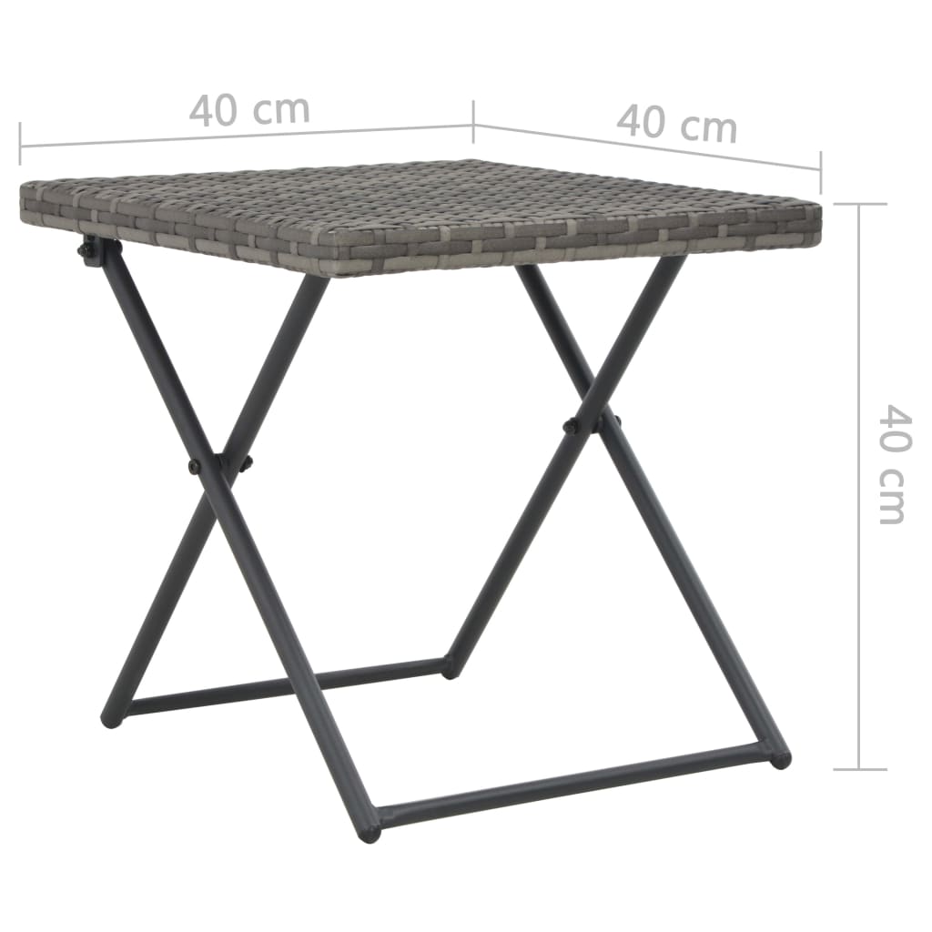 3-Delige Loungeset Inklapbaar Poly Rattan Grijs