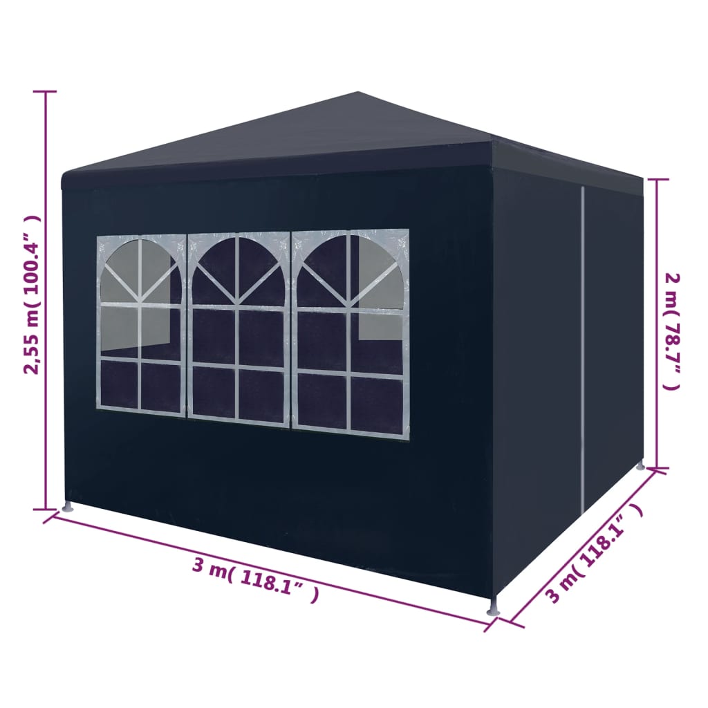 Partytent 3 x 3 m Blauw