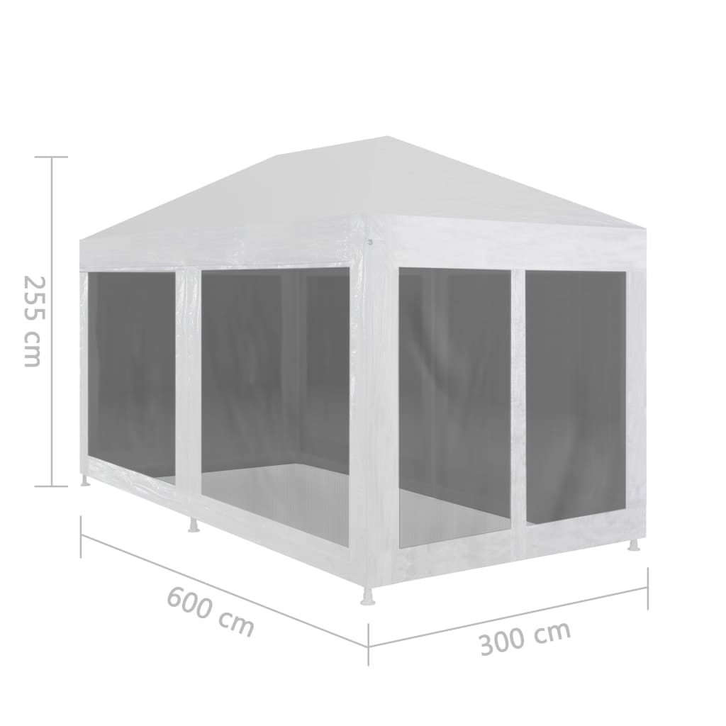 Partytent Met 6 Mesh Zijwanden 6 x 3 m Wit