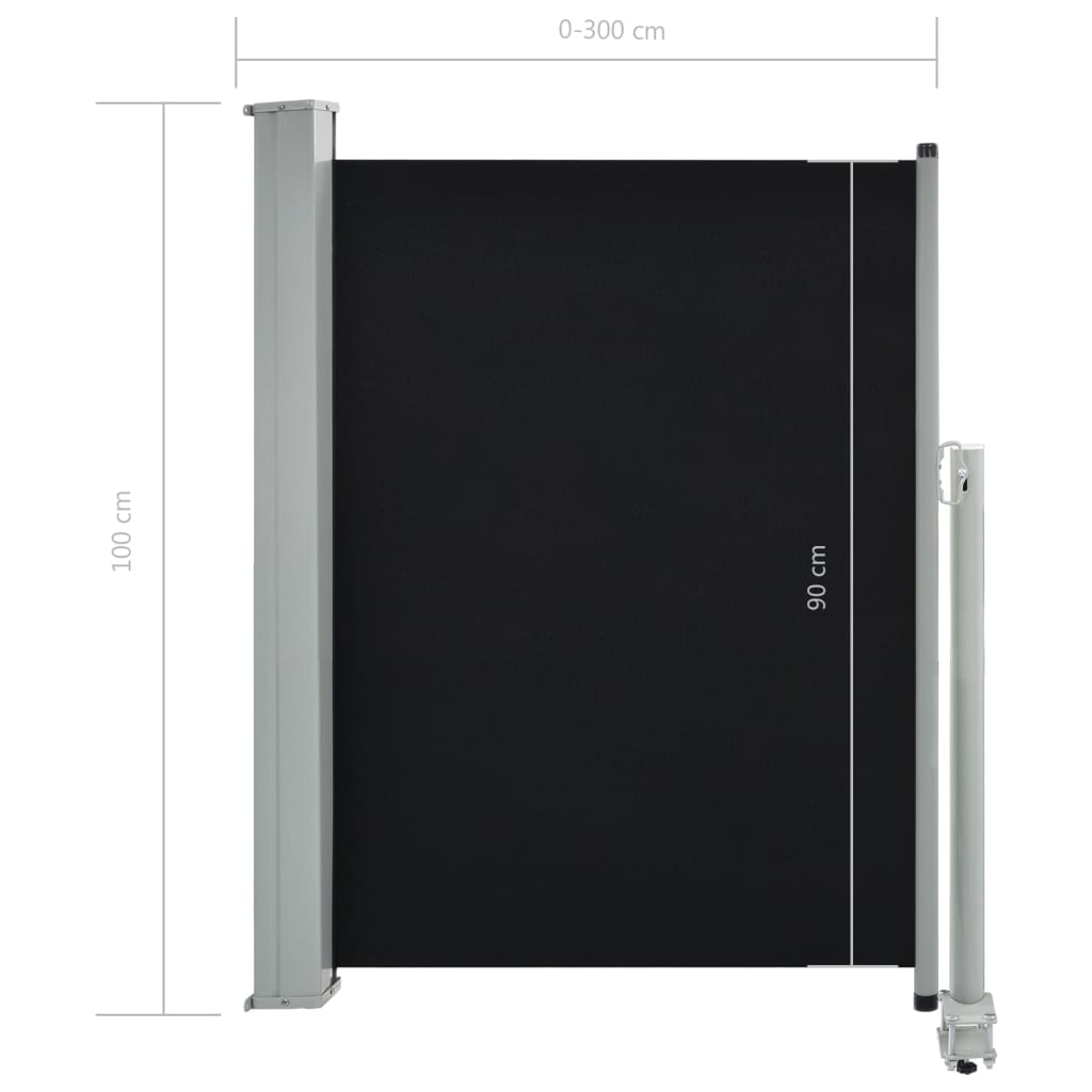 Tuinscherm Uittrekbaar 100 x 300 cm Zwart
