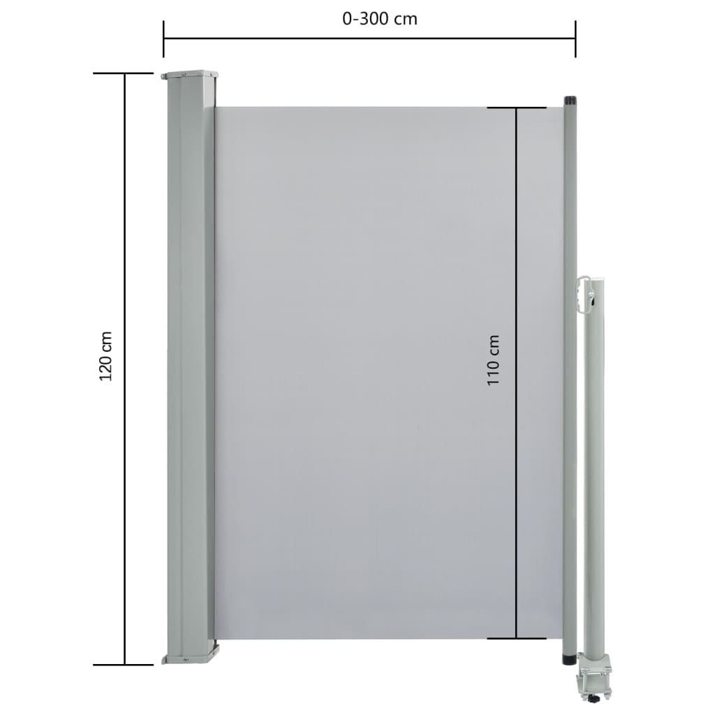 Tuinscherm Uittrekbaar 120X300 Cm Grijs 120 x 300 cm