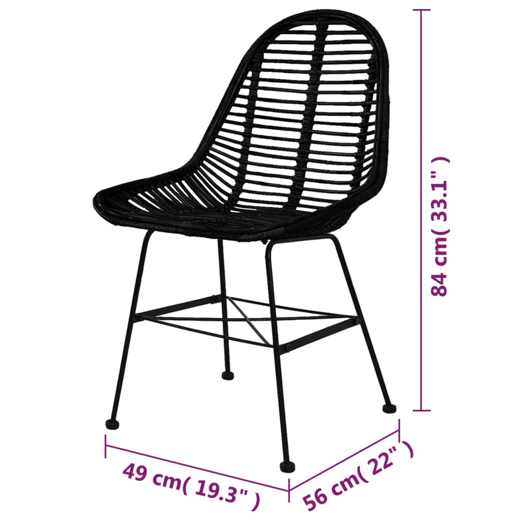 Eetkamerstoelen Natuurlijk Rattan 6 Zwart