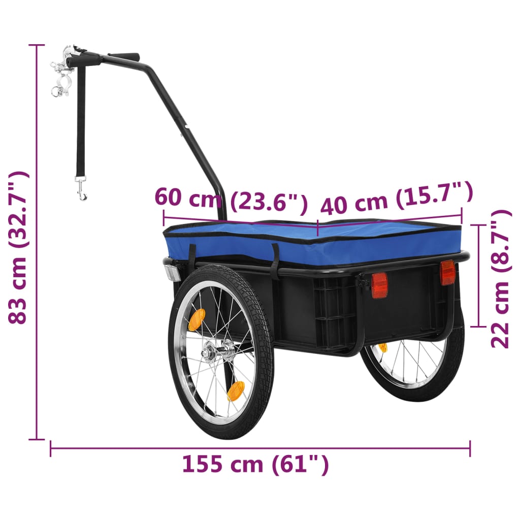 Fietstrailer/Trekwagen 155X60X83 Cm Staal Blauw