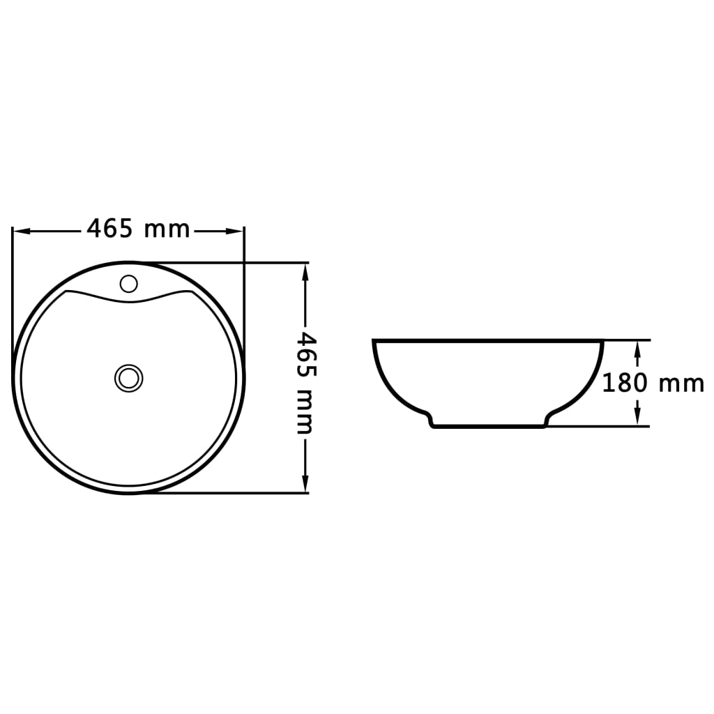 Wastafel Met Overloop 46,5X18 Cm Keramiek Wit