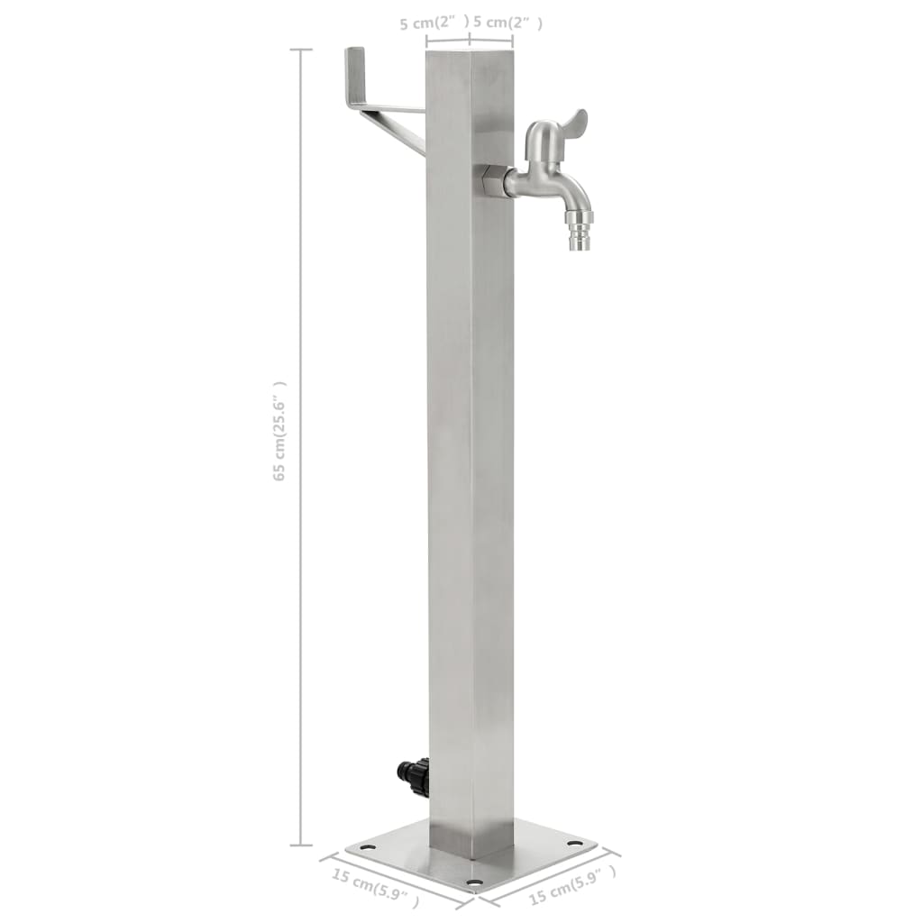 Tuinwaterkolom Vierkant 65 Cm Roestvrij Staal