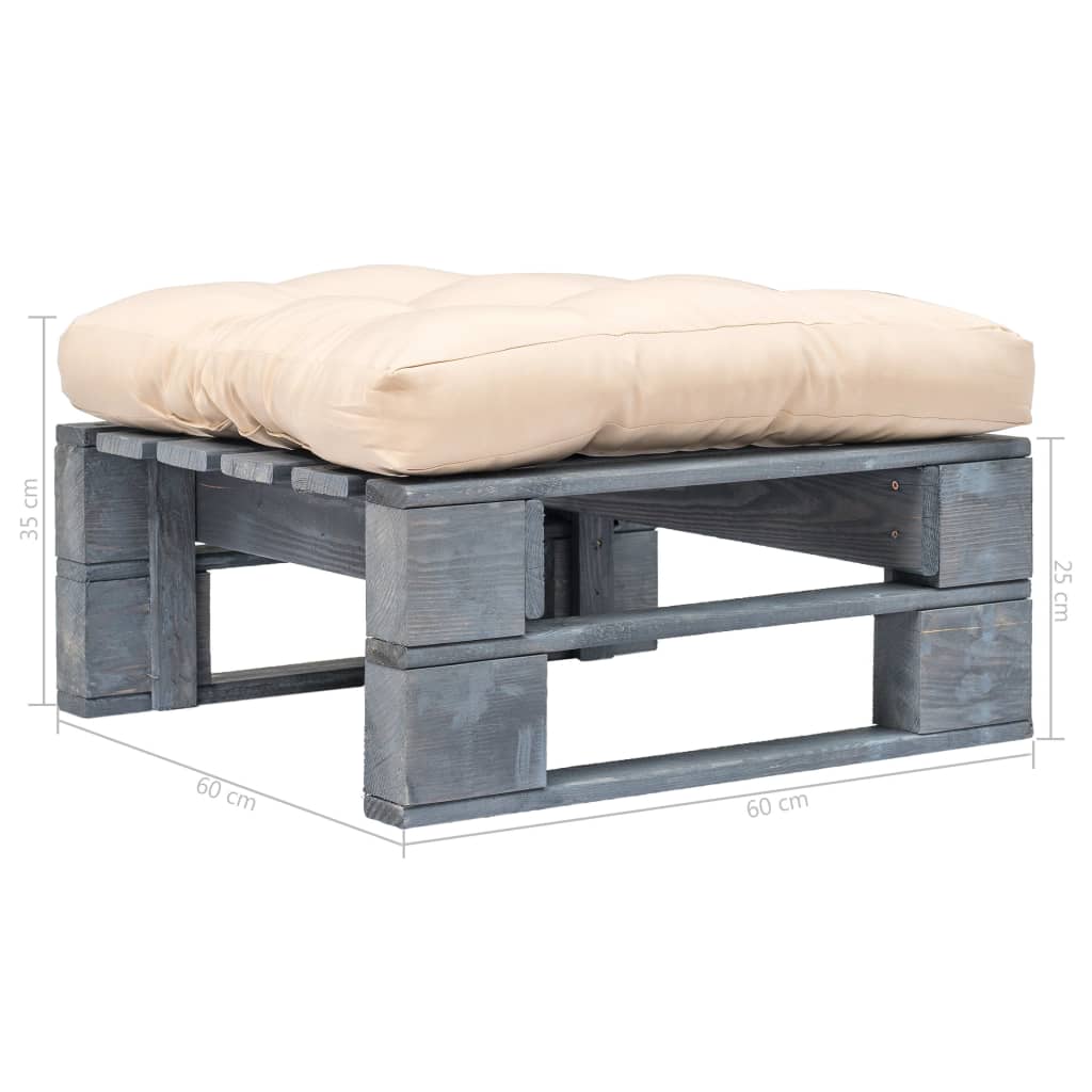 Tuinhocker Met Kussen Pallet Hout Grijs en zandkleurig