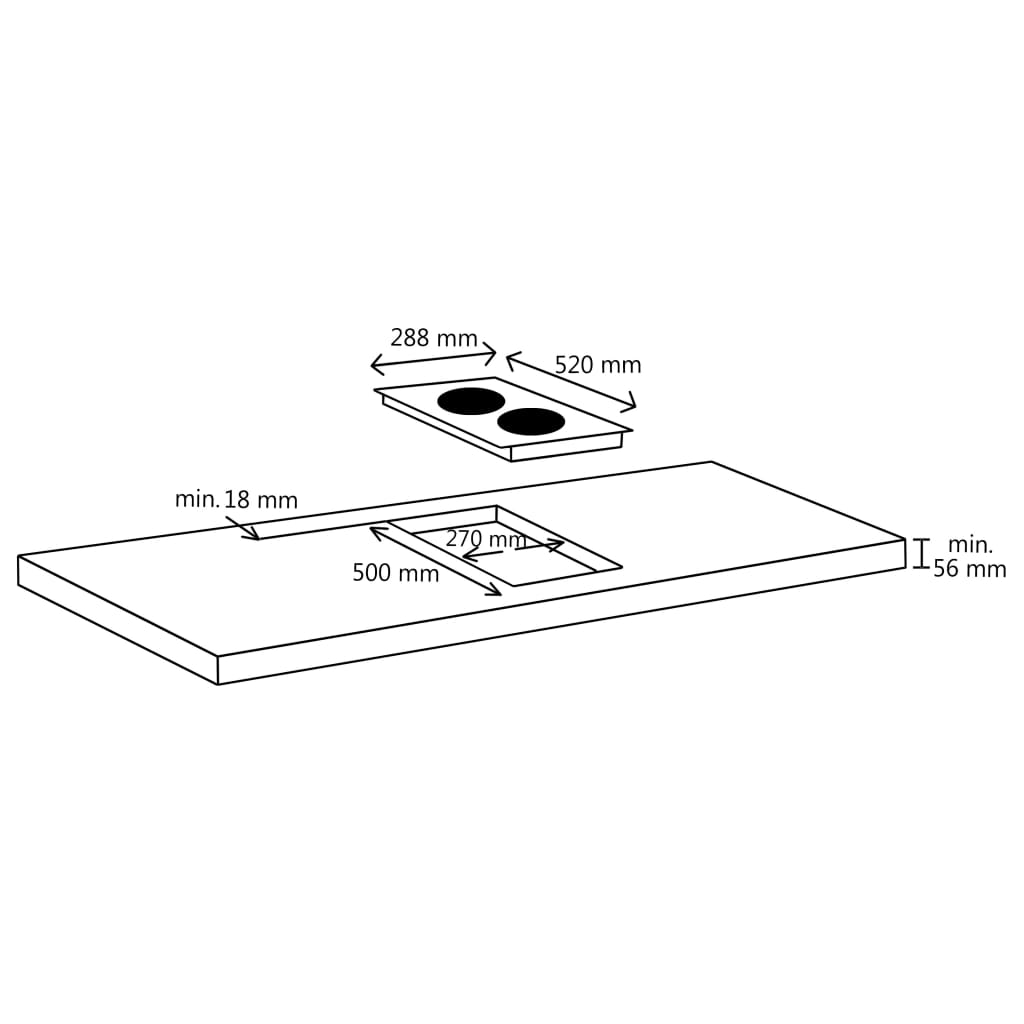 Inductiekookplaat Met 2 Kookzones Aanraakbediening Glas 28.8 cm 3500 w