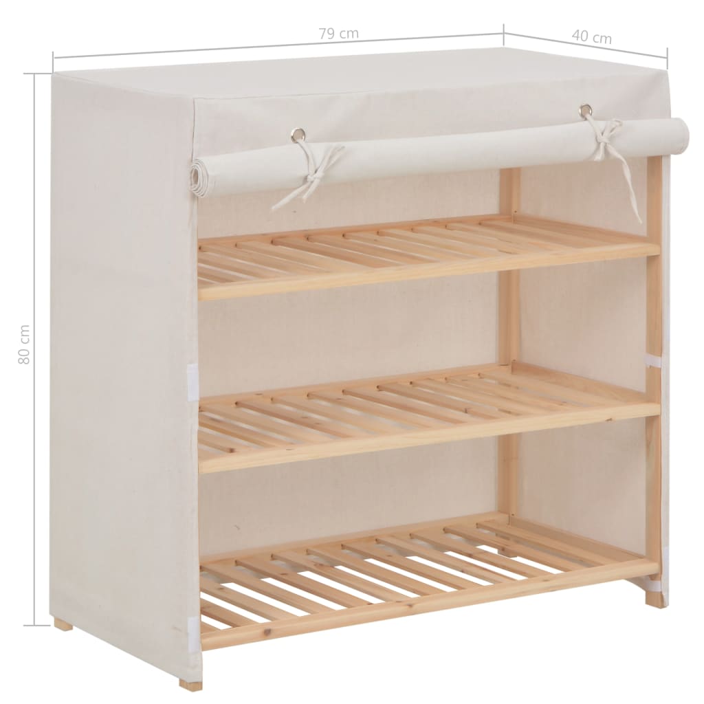 Schoenenkast Met Hoes 79X40X80 Cm Stof Wit