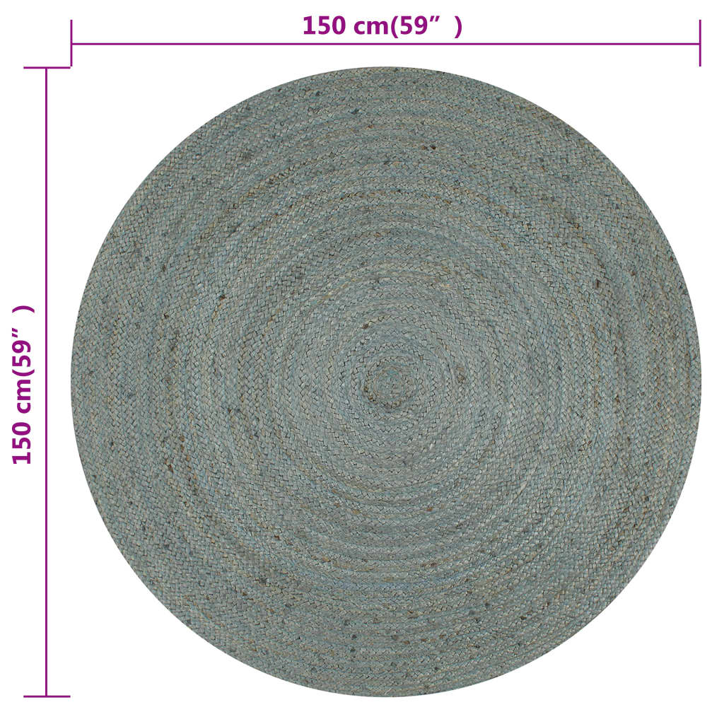 Vloerkleed Handgemaakt Rond Jute 150 cm Olijfgroen