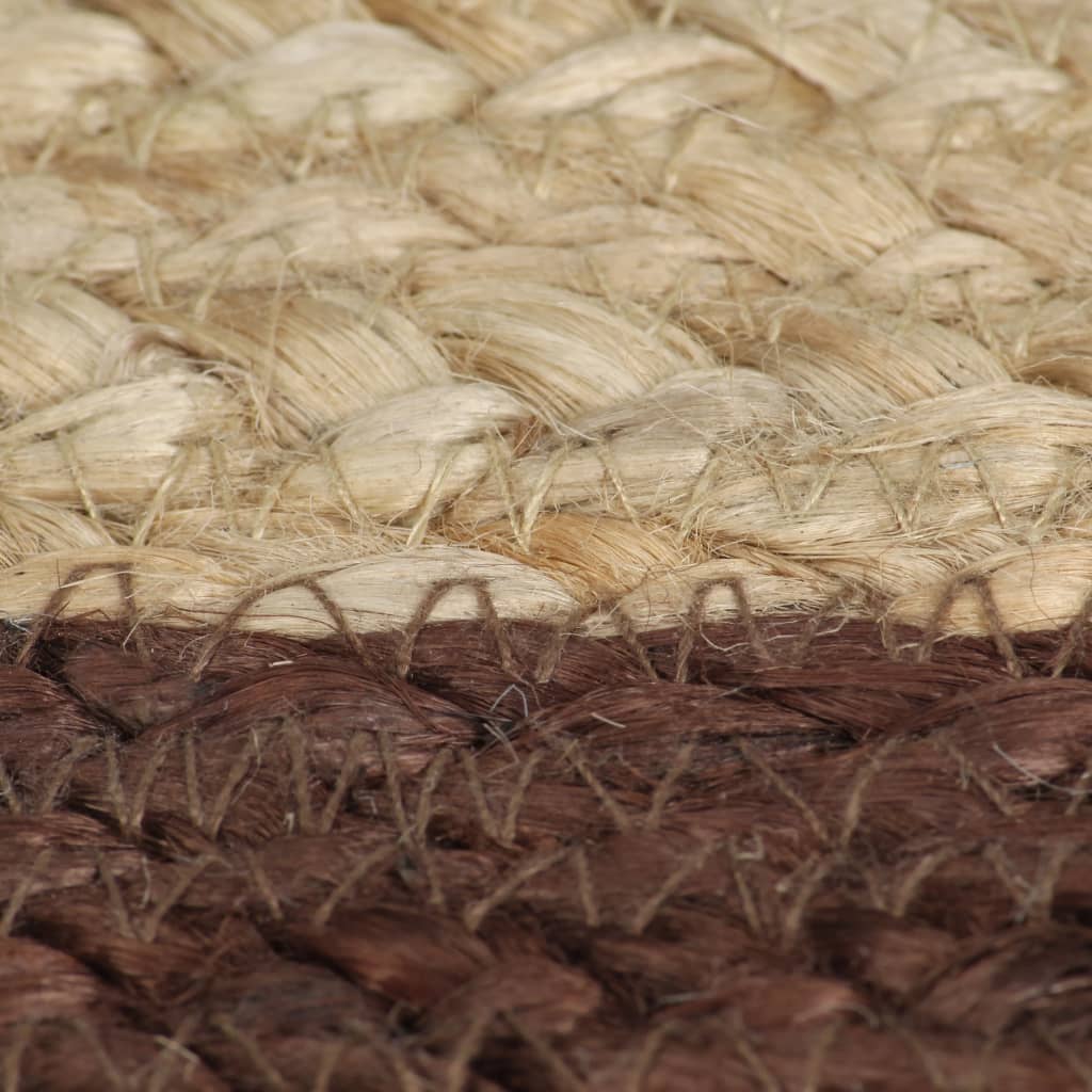 Vloerkleed Handgemaakt Met Bruine Rand 90 Cm Jute