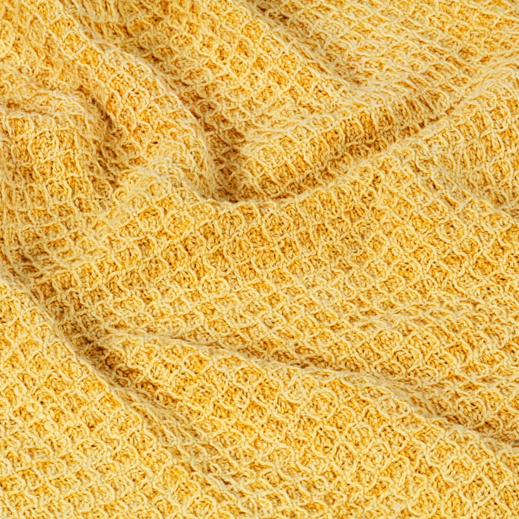 Plaid 220X250 Cm Katoen Mosterdgeel 1 220 x 250 cm