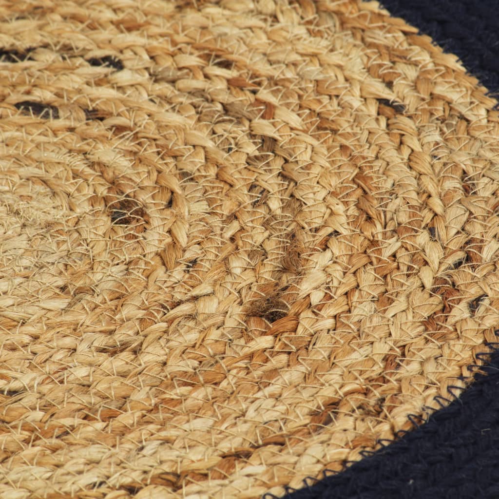 Placemats 38 Cm Natuurlijk En 4 Marineblauw Jute en katoen